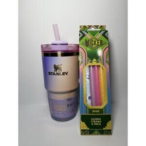 Stanley X Target WICKED GLINDA 20oz Quencher Tumbler BNWT + CharCharms Straws